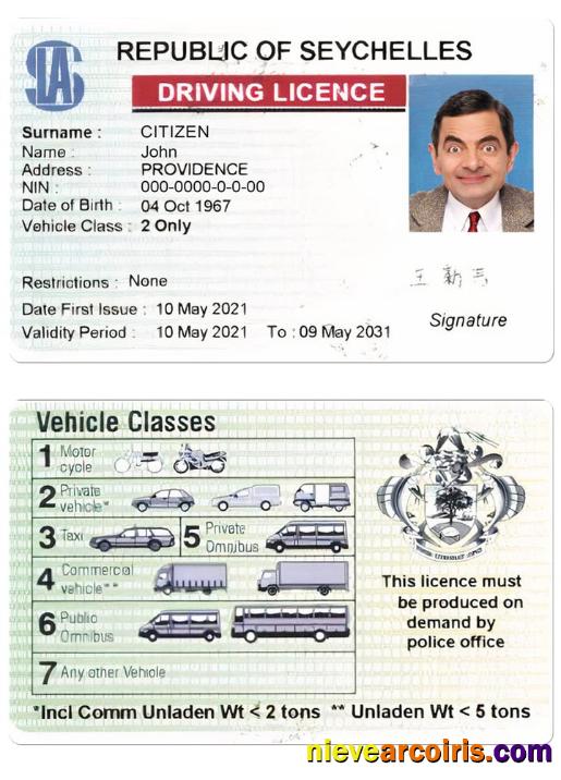 SEYCHELLES driving license
